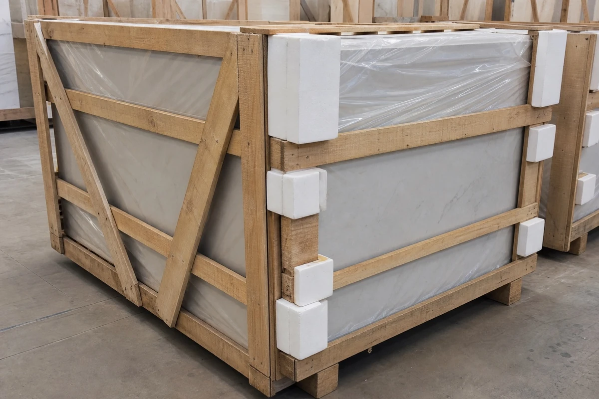 Wrapped panels supported within a timber shipping frame
